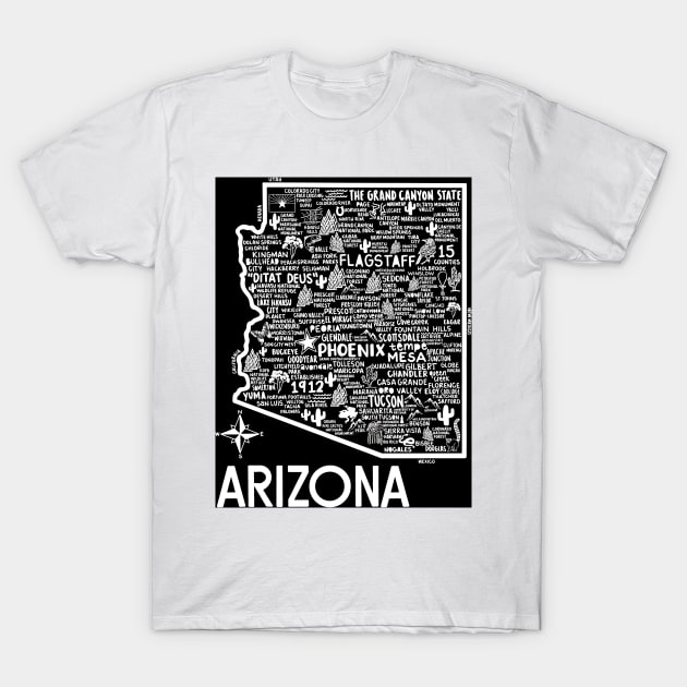 Arizona Map T-Shirt by fiberandgloss